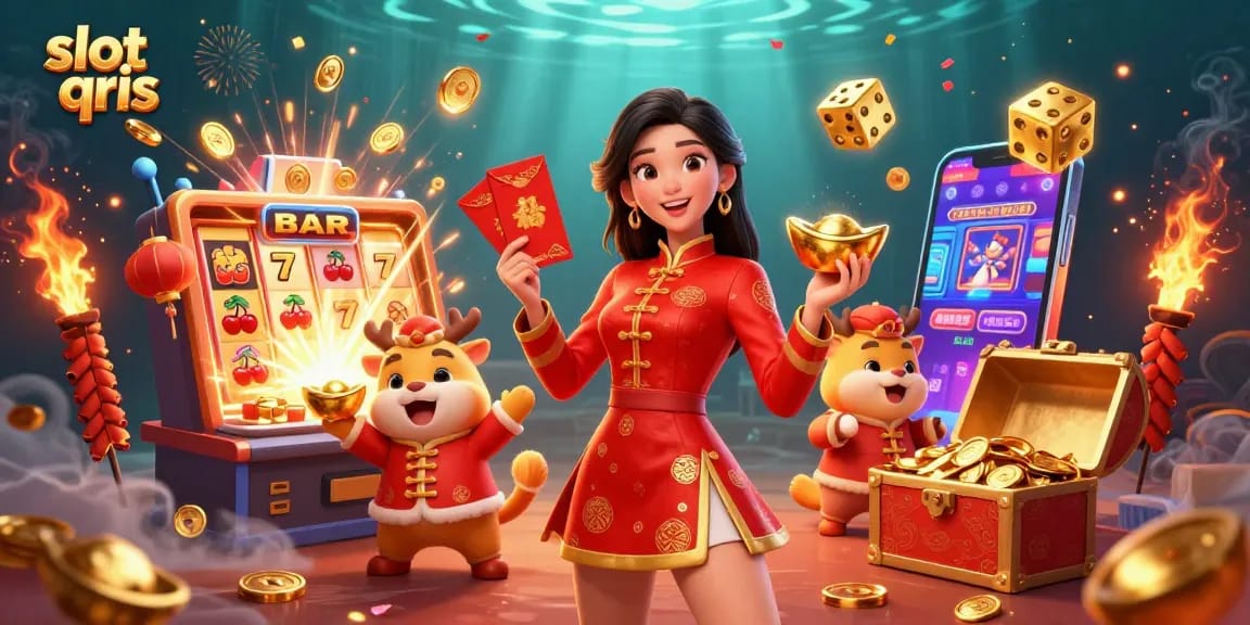 Experience thrilling gameplay with slot qris alongside festive characters and jackpot excitement.