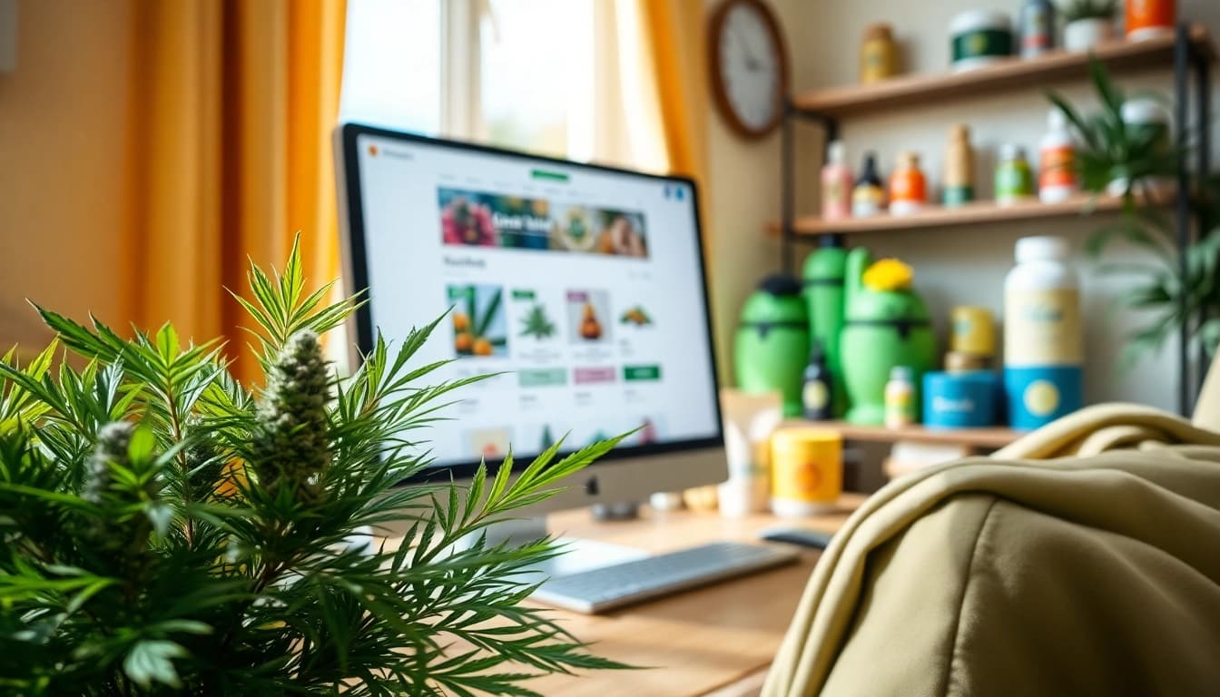 Learn how to buy online weed with a vibrant online dispensary setup showcasing cannabis products.