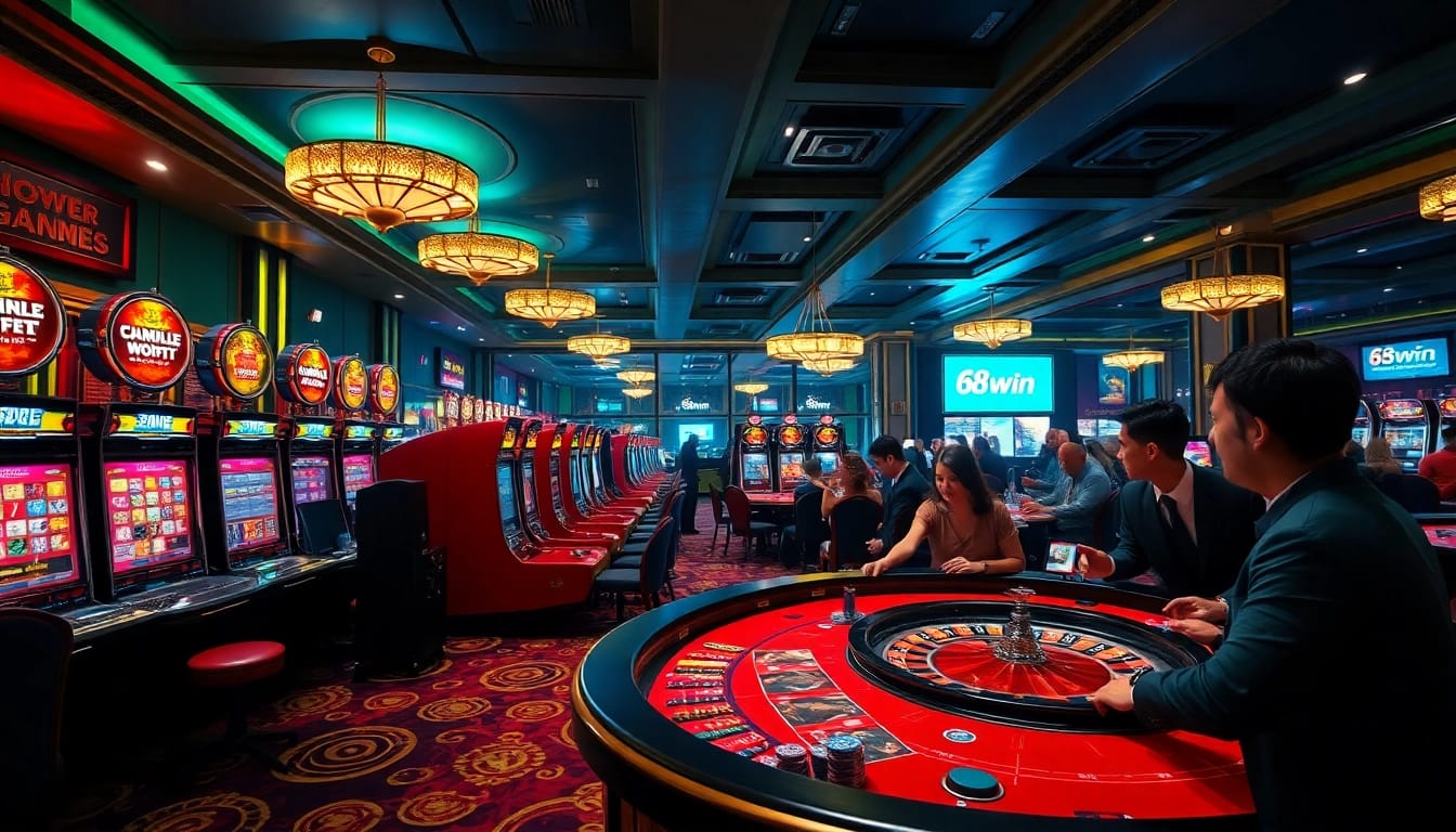Experience the thrill of winning at 68win with colorful chips and vibrant casino games.