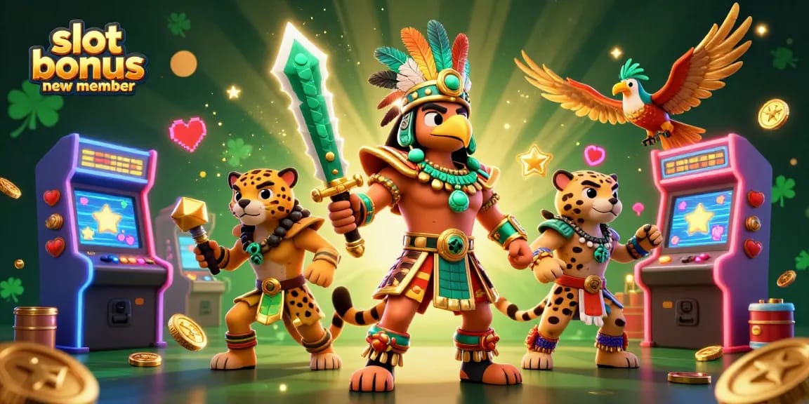Dapatkan slot bonus anggota baru dengan karakter Aztec dan mesin permainan yang penuh warna yang menarik.