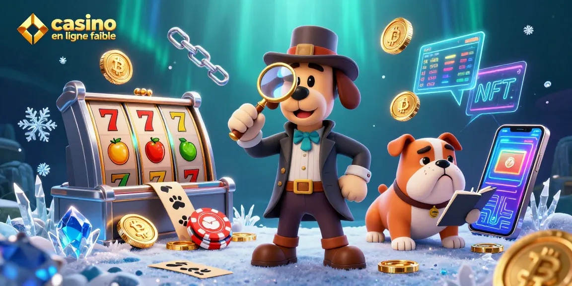 Jouer au casino en ligne fiable avec un détective cartoon et des indices de poker en or.