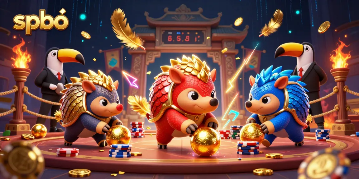 Engage in the thrilling spbo casino showdown with rival pangolins in a vibrant 3D scene.