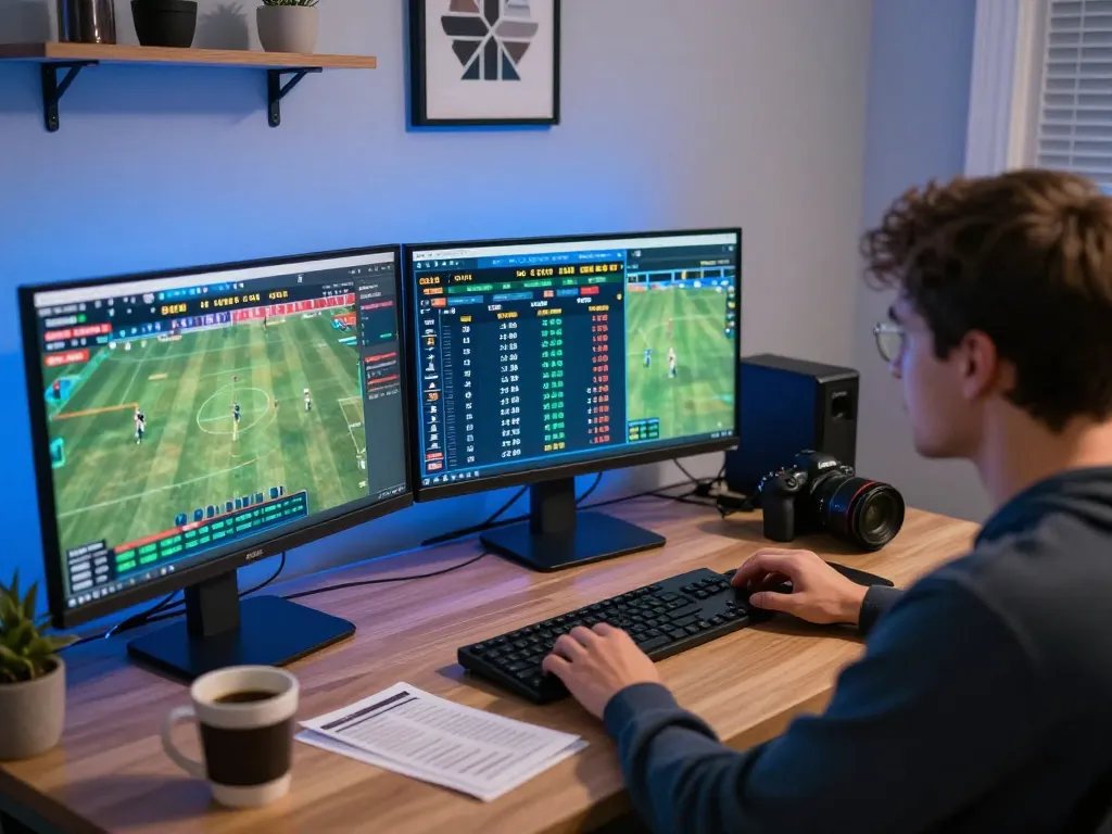 Engaged player analyzing live betting odds on USBET for optimal strategies