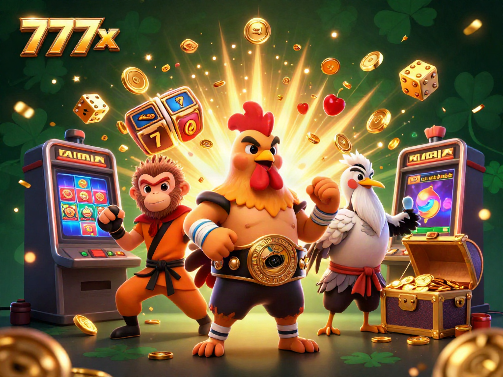 Experience thrilling wins with 777x in a vibrant 3D casino world full of excitement and colorful elements.
