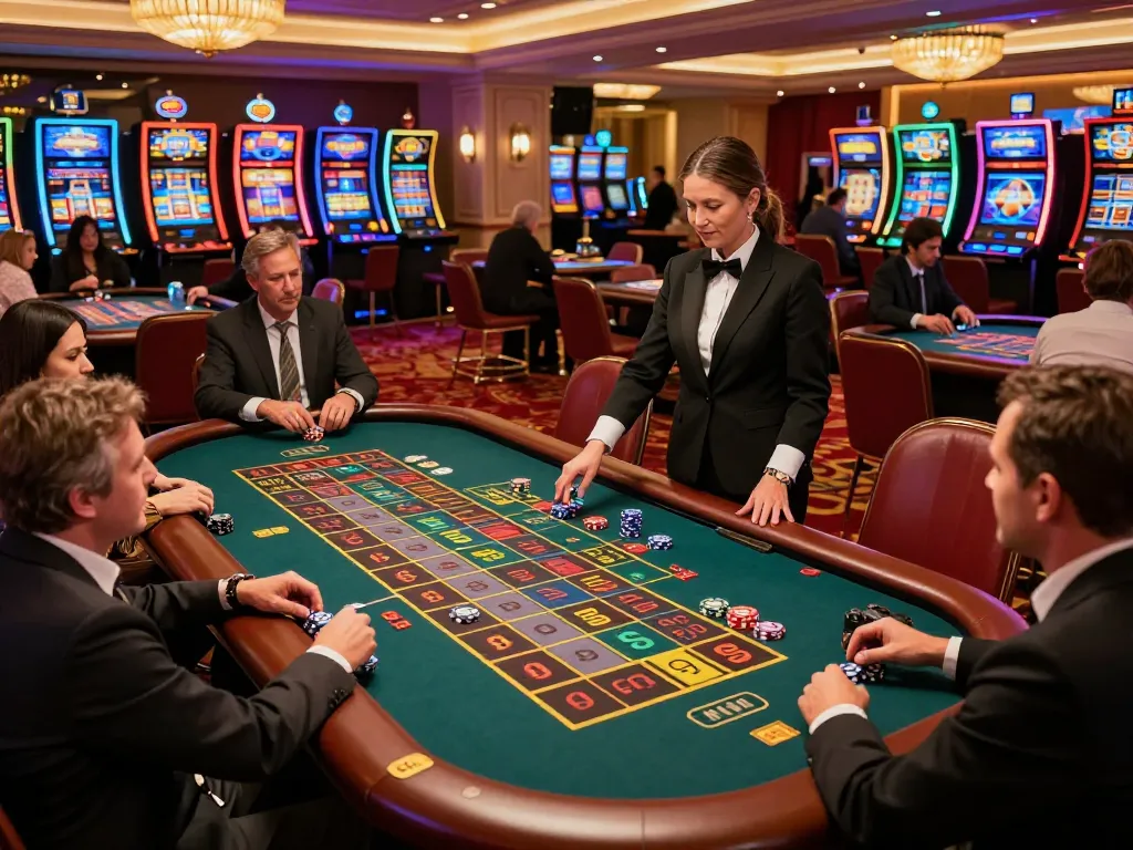 77WIN roulette experience with engaged players placing bets at vibrant casino tables