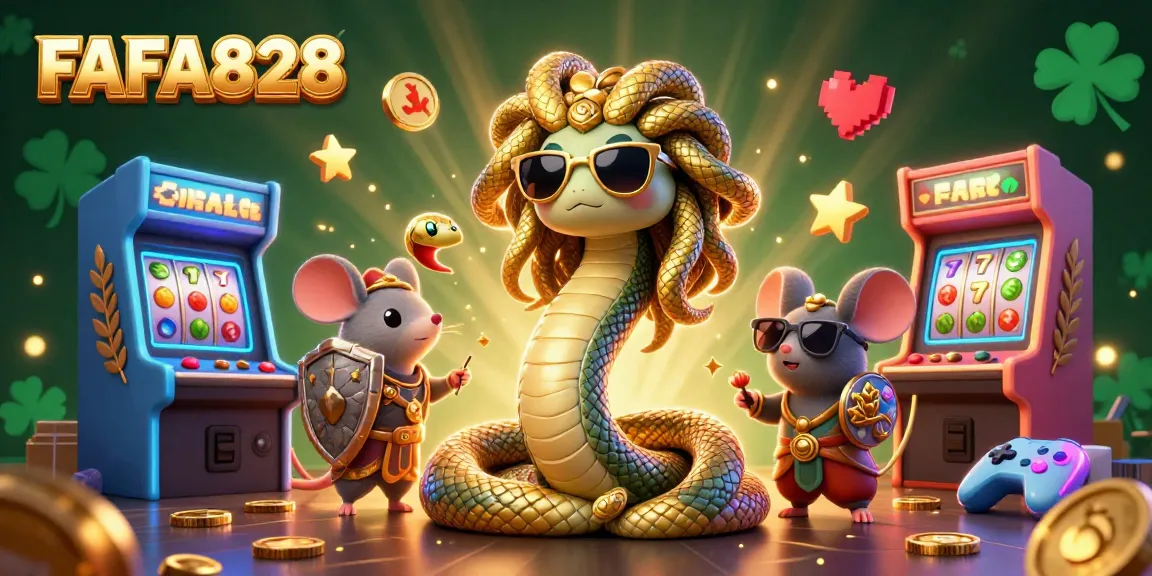 Engage with FAFA828's thrilling casino games featuring Medusa and a warrior mouse in an electrifying scene.