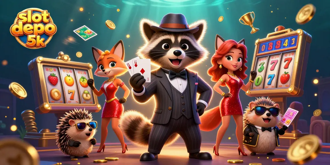 Experience slot depo 5k with exciting 3D characters and jackpot features in a vibrant casino scene.