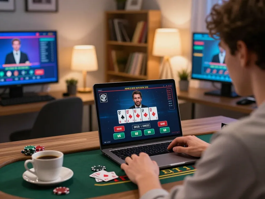 Engaged player betting at sunwin's online blackjack table during exciting gameplay session.
