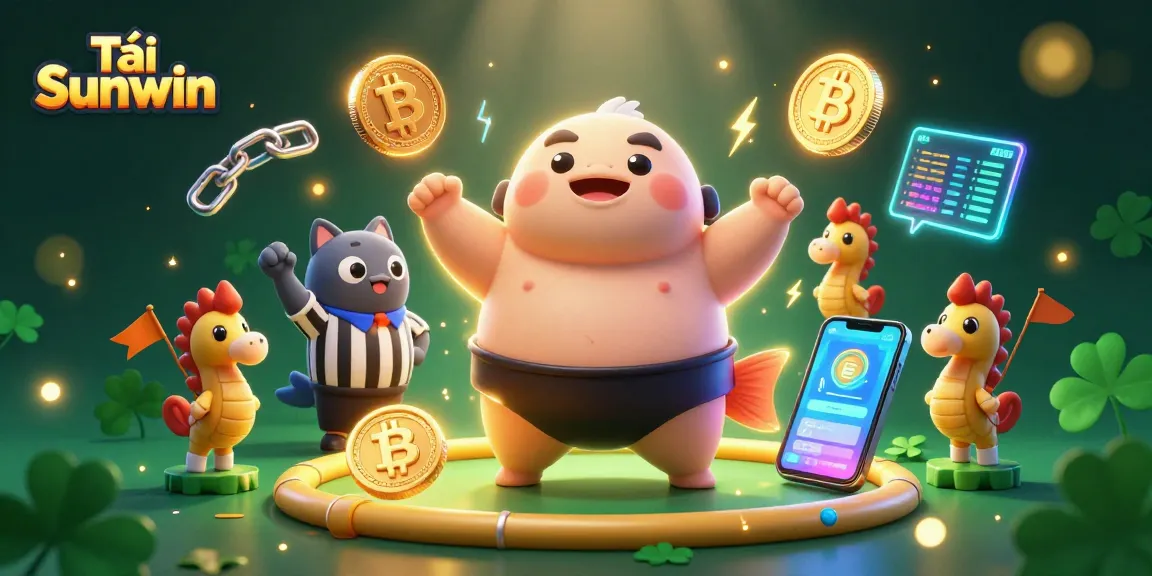 Tải Sunwin with a giant fugu in an underwater casino scene celebrating crypto rewards and vibrant game elements