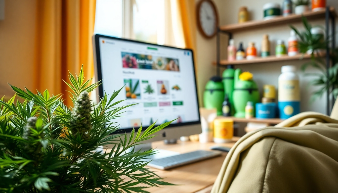 Learn how to buy online weed with a vibrant online dispensary setup showcasing cannabis products.