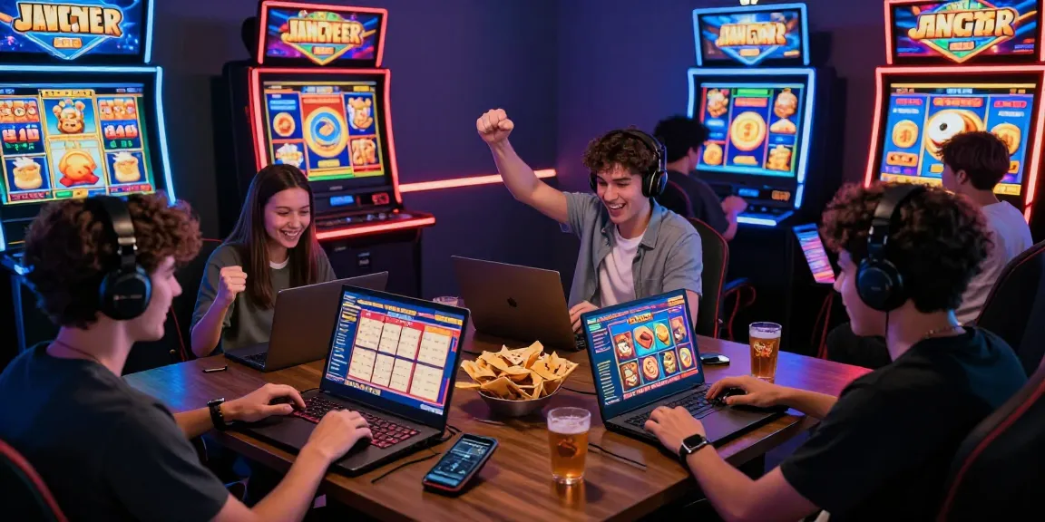 Enthusiastic players enjoying slot gacor games in a vibrant gaming room setting.