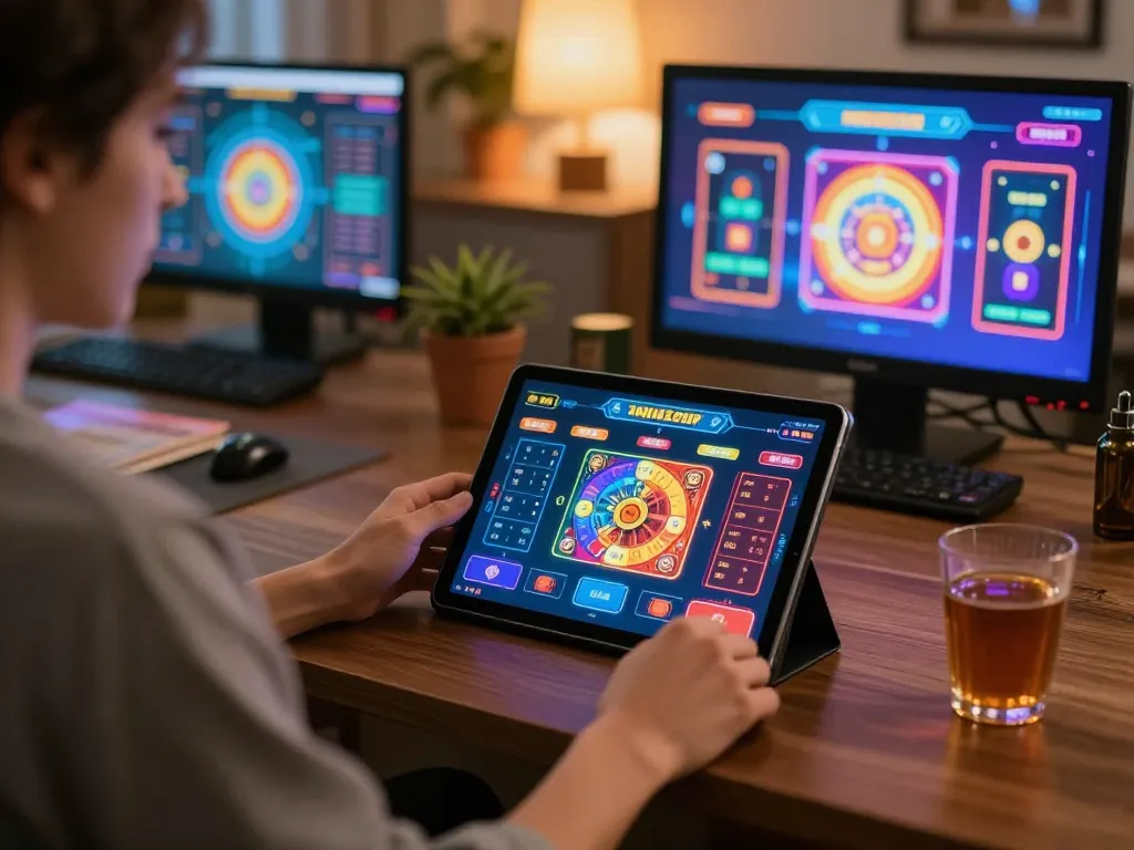 Engage in live betting with rikvip at home using tablet in a cozy gaming setup