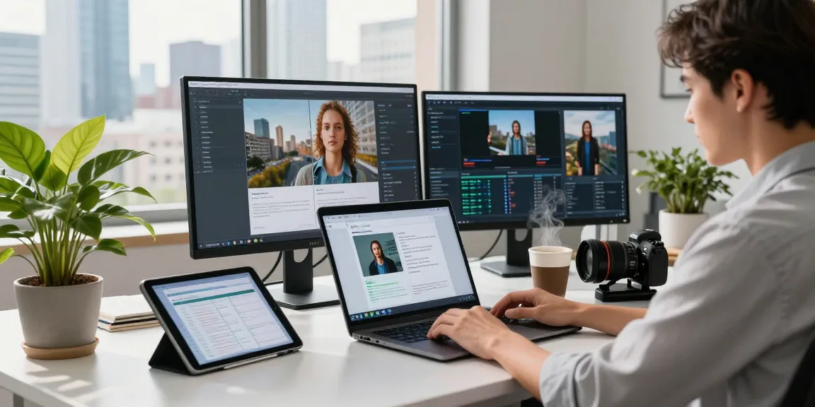 AI image detector in action with a professional analyzing images and data in a modern office.