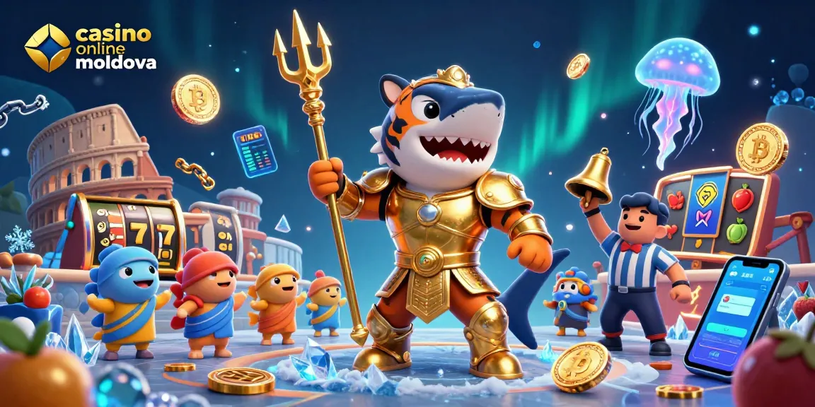 Impresionantă ilustrație cu simboluri de câștiguri la casino online Moldova inclusă în designul colorat și captivant