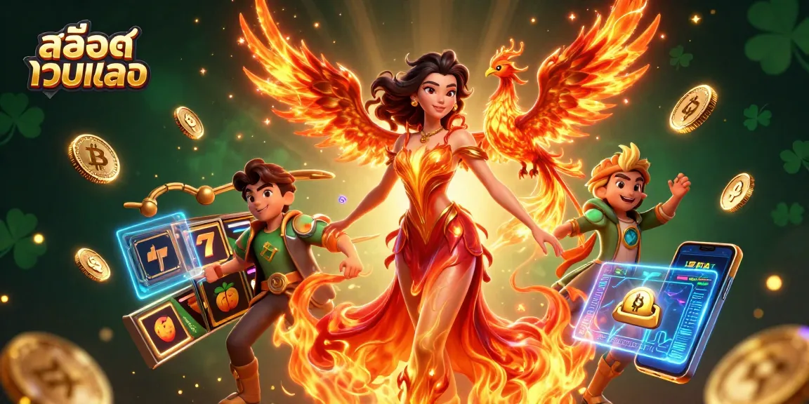 Engage in thrilling สล็อตเว็บตรง gameplay with vibrant slot reels and crypto elements.