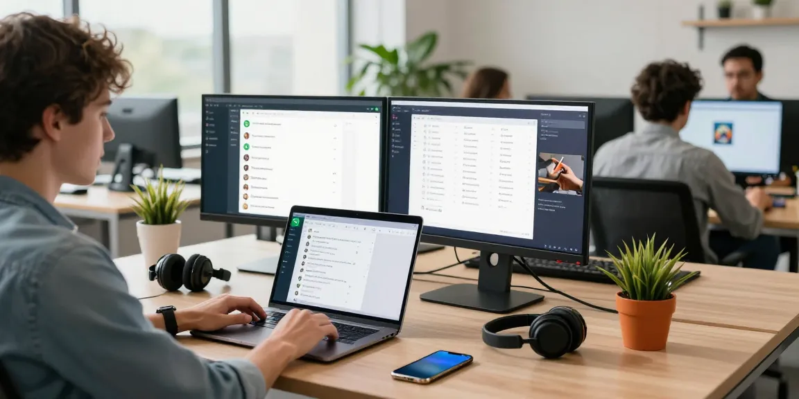 Engaging workspace using WhatsApp電腦版 for seamless communication in a modern tech setting.