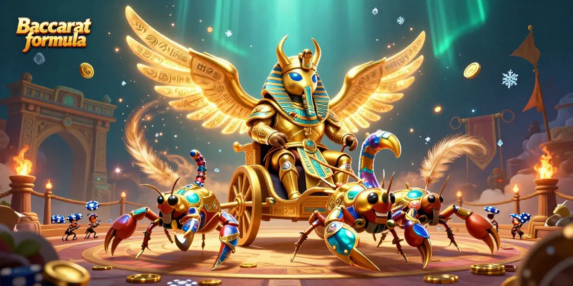 Engage with the Baccarat formula strategy while witnessing a grand 3D casino spectacle of animated characters and gold.