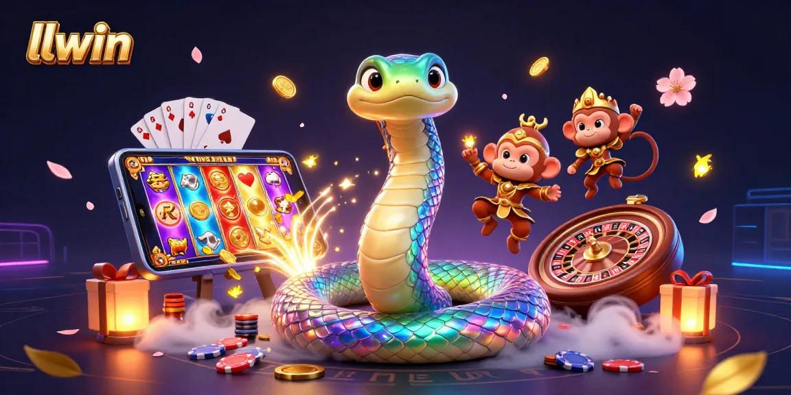 Engage in thrilling gaming action with llwin's enchanting casino illustration featuring vibrant characters and intricate game elements.