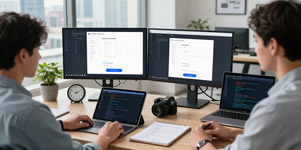 Developer using AI to detect fake receipt in a modern tech workspace.