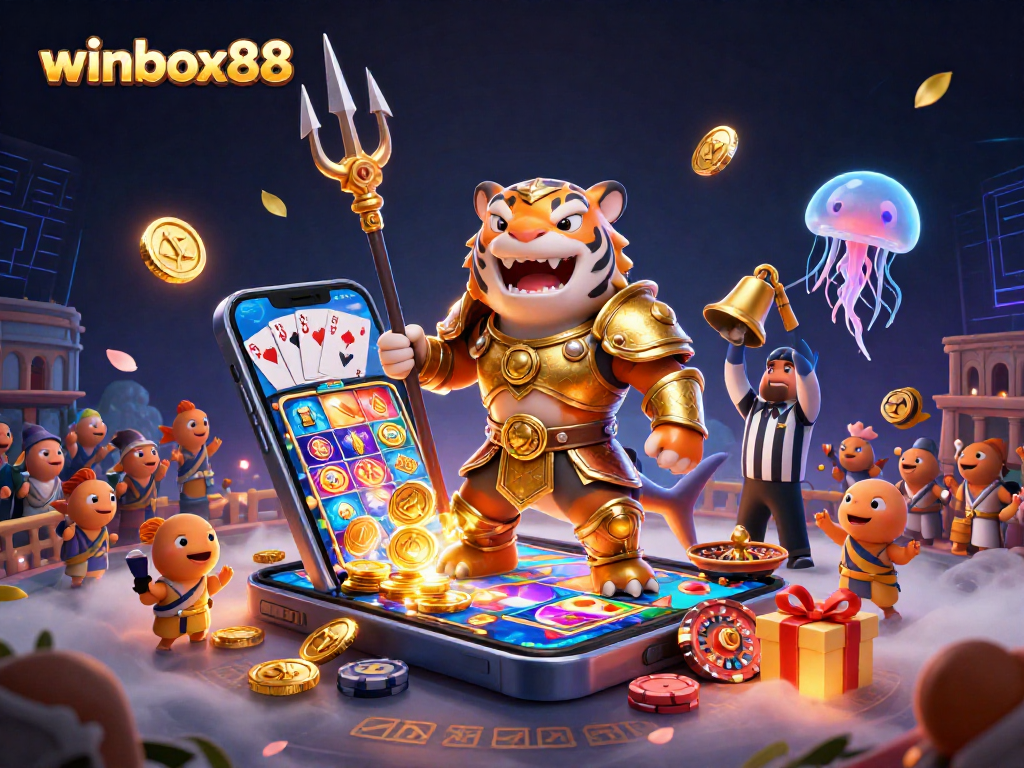 Winbox88 offers dynamic casino gaming, featuring a fierce tiger shark and exciting game elements.