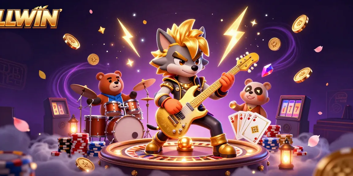 Play and win at LLWIN with a lively 3D casino scene showcasing exciting games and vibrant characters.