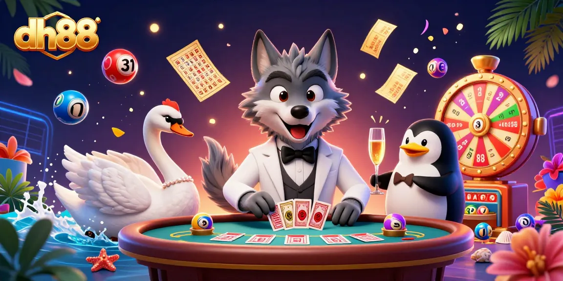 Engage in thrilling gaming action at dh88 with vibrant gambling elements and characters.
