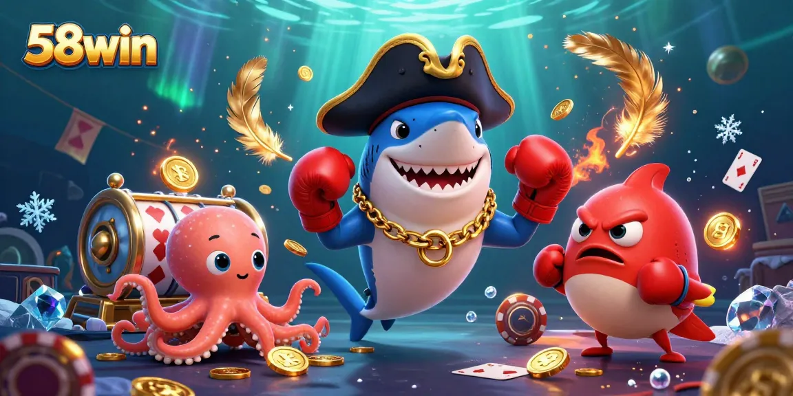 Catch the thrill of gaming at 58win with a shark captain, pufferfish boxer, and octopus treasure seeker!
