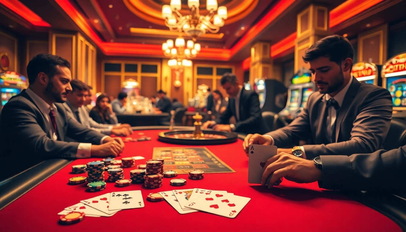 Engaging poker players exchanging chips at 789club's luxurious casino.
