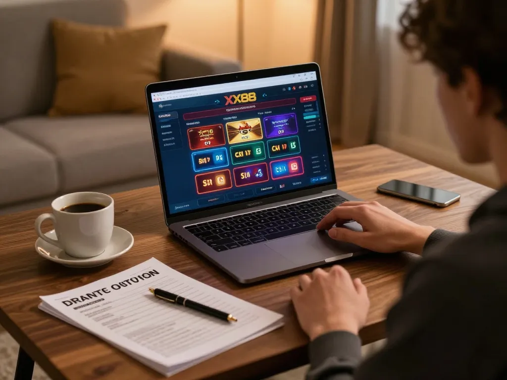 Engaging online gambling experience at XX88 with a modern gaming setup.