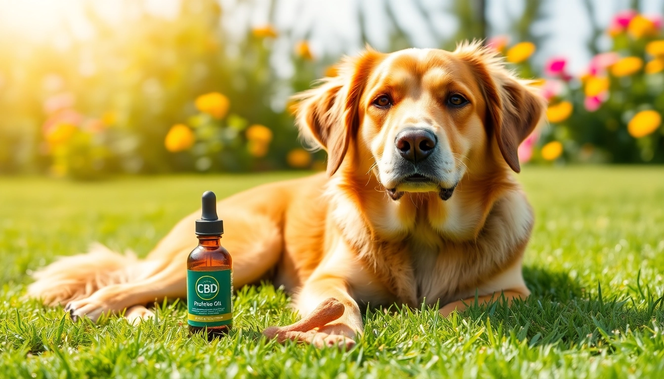 Dog enjoying the benefits of CBD For Pet relaxation in a sunny garden.