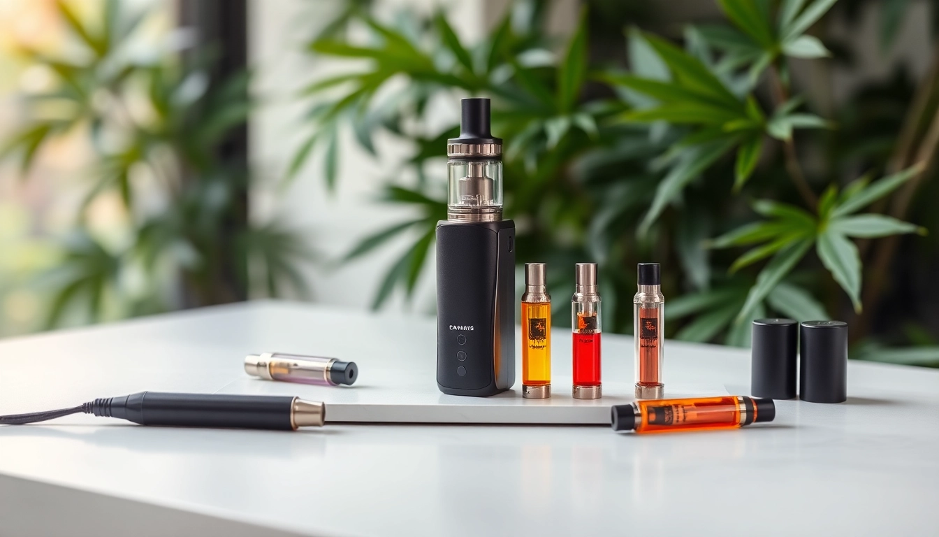 Experience cannabis vape products on a stylish setup highlighting quality and sophistication.