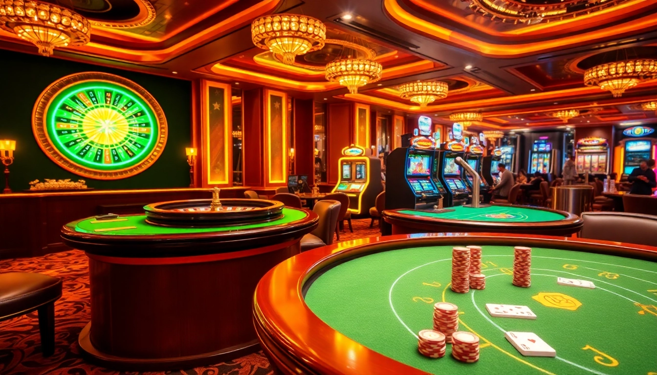Experience thrilling gameplay at rr88 com with vibrant casino tables, roulette wheel, and excited players.
