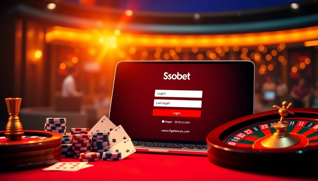 Experience an exhilarating sbobet login atmosphere with vibrant casino visuals and interactive gaming elements.