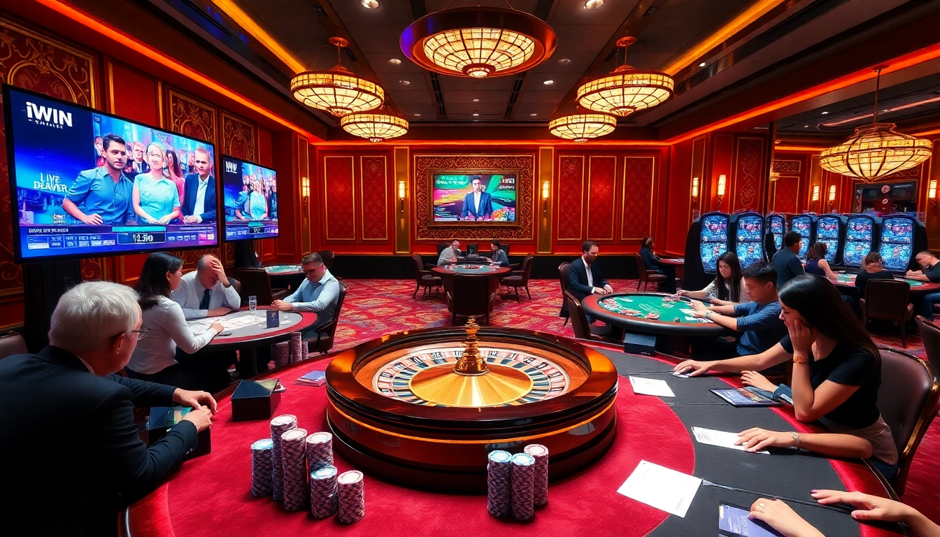 IWIN gaming experience with vibrant casino atmosphere and exciting live dealer games.