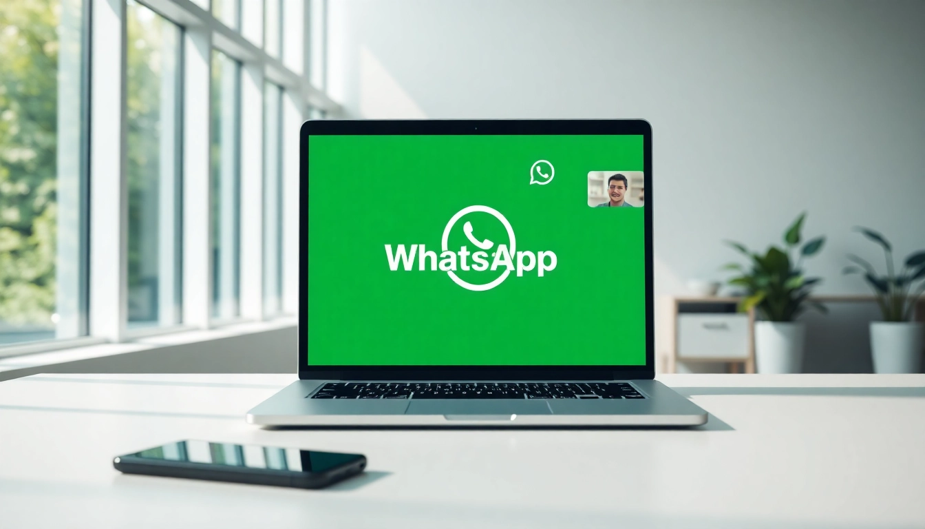 展示用于消息与视频通话的快连官网功能的 WhatsApp Web 界面。